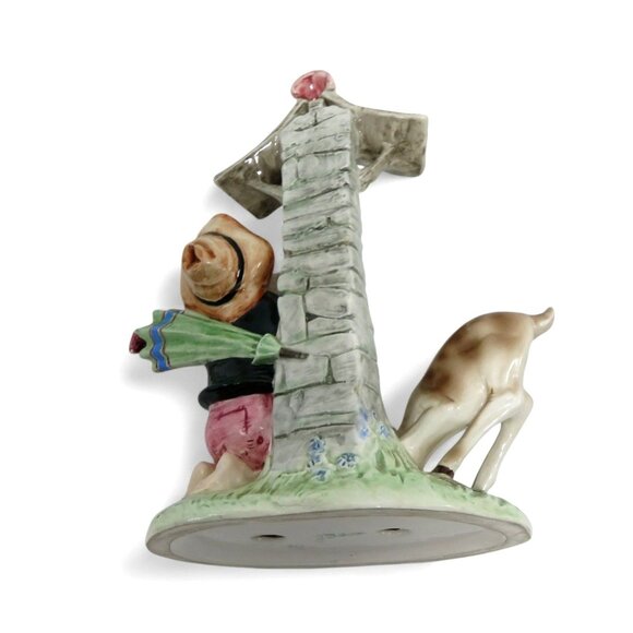 FONTANINI Italian Ceramic Child and Deer Fawn Well Figurine Italy Vintage 9" - Picture 7 of 10